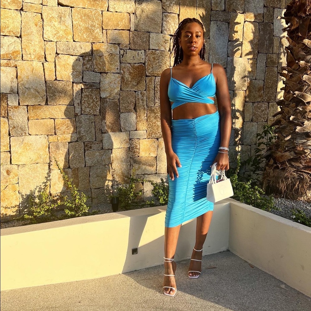 SHEIN Two Piece Aqua Blue Skirt Set
